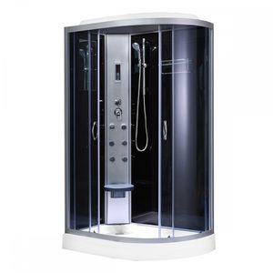 Cabina dus cu hidromasaj Aria 80x120 cm, curbata, negru