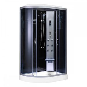 Cabina dus cu hidromasaj Aria 80x120 cm, curbata, negru