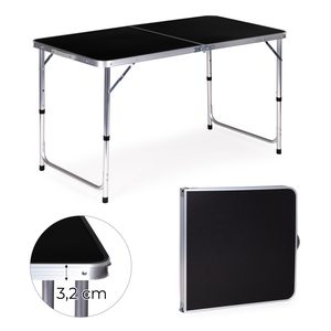 Homelux Masă pliabilă de camping 120x60 cm, cu blat negru