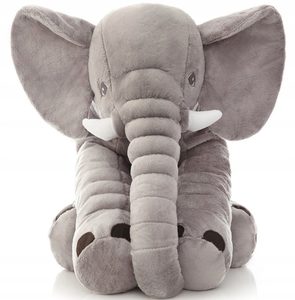 Jucarie plus elefant, tip perna, lavabila, umplutura hipoalergenica, pentru copii si adulti, 60 cm, gri