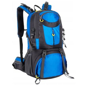 Rucsac militar pentru drumetie, usor, cu 4 buzunare laterale, 50 litri, albastru si gri
