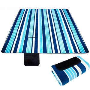 Patura pentru picnic sau plaja, cu folie izolatoare si maner, 200x200cm, alb albastru