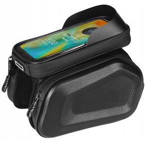 Borseta pentru bicicleta, impermeabila, cu husa pentru telefon, montare pe bara, 20x17x15cm