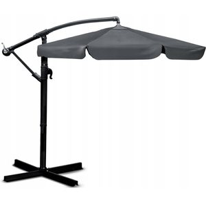 Umbrela de gradina cu brat lateral, inclinabila, panza poliester 160 g/mp, husa de protectie, 300 cm, gri