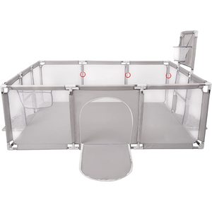 Tarc loc de joaca XXL pentru copii sau bebe, material textil, gri, 230x122x62cm