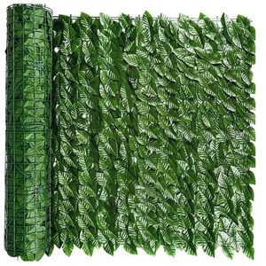 Panou paravan cu frunze artificiale pentru gard sau balcon, 100x300cm, verde