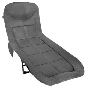 Pat pliabil camping Deluxe Trip cu spatar reglabil tip sezlong, 200x65x32 cm, gri