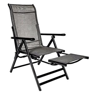 Scaun si sezlong pliabil 2 in 1 pentru gradina, cu suport pentru picioare, reglabil in 5 pozitii, 53x70x107 cm, gri