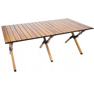 Masa pentru camping cu sistem de pliere rapida, cadru metalic otel, 118x60x45cm, maro
