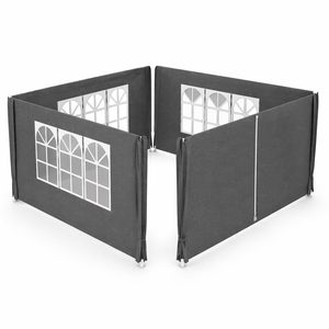 Set 4 pereti laterali pentru pavilion gradina, impermeabili, 3x2 m, cu ferestre si intrare cu fermoar, gri