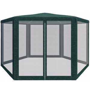Pavilion cu plasa anti-insecte, fermoar, hexagonal, 200cm, Verde