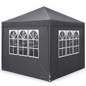 Cort pavilion de gradina pliabil, instalare automata pop-up, material textil oxford impermeabil, cu 4 pereti laterali, 300x300cm, gri