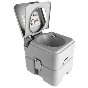 Toaleta portabila turistica cu rezervor apa curata 12 L si reziduala 12L, design compact, maxim 200 kg, 43x34x42 cm, gri