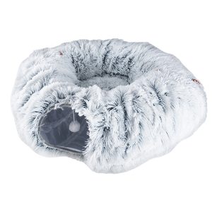 Tunel de joaca pentru pisici din plus, transformabil in pat rotund, 85 cm