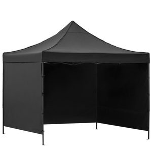 Pavilion pliabil gradina 3x3 m cu acoperis impermeabil si 3 pereti laterali, structura metalica, inaltime reglabila, negru