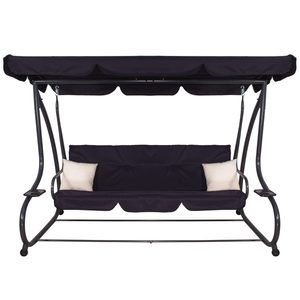 Balansoar gradina cu 4 locuri, functie pat, acoperis reglabil si impermeabil, structura otel, 220x120x162 cm, gri