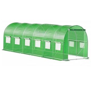 Sera de gradina, tip tunel cu cadru metalic, 300x600cm, 13 ferestre, verde, 18 mp