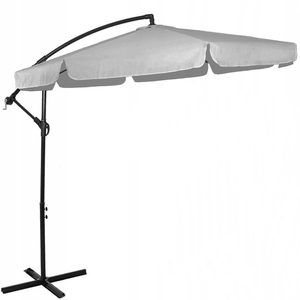 Umbrela de gradina cu brat lateral banana, cu husa, 300cm, gri deschis