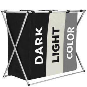 Cos de rufe cu 3 compartimente, cadru aluminiu, 60x40x68cm, 146 litri