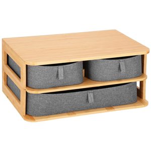 Cutie organizare din bambus, cu 3 sertare detasabile, 16x36x23cm, maro
