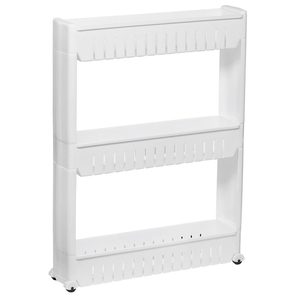 Sistem rafturi de depozitare Sersimo HA110 cu roti pentru bucatarie sau baie cu 3 polite, alb