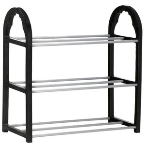 Pantofar PVC si metal, Sersimo cu 3 rafturi, 48x49cm, negru argintiu