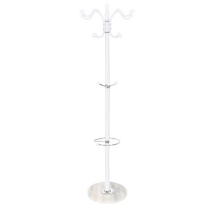 Cuier tip pom din metal Sersimo, 12 agatatoare, 174cm, alb