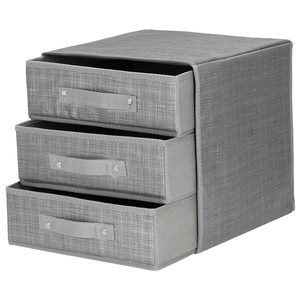 Organizator dulap tip lada cu 3 sertare, Sersimo, textil, gri