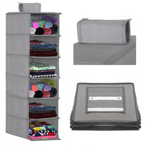 Organizator dulap Sersimo, 6 compartimente, textil, 120cm, gri
