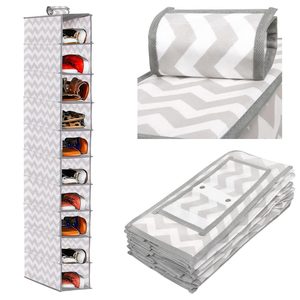 Organizator dulap Sersimo, 10 compartimente, textil, 120cm, alb gri