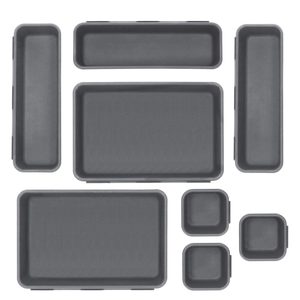 Organizator sertar bucatarie, 8 piese, gri