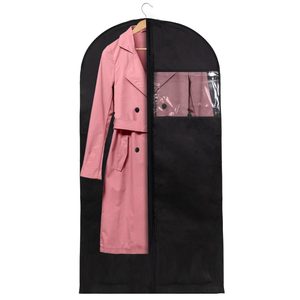 Husa transport haine, pe umeras, impermeabila cu fereastra, negru, 60x150 cm