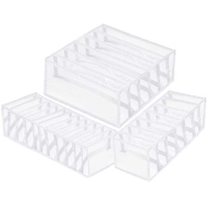 Set 3 organizatoare sertar pliabile pentru sosete/lenjerie, alb