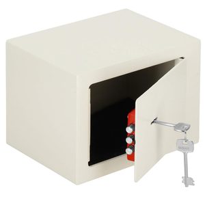 Seif standard cu cheie, 170x230x170 mm, Otel, Bej