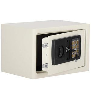 Seif electronic standard cu cifru si cheie, 200x300x200 mm, Otel, Bej