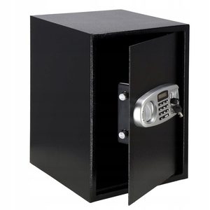 Seif electronic standard cu cifru si cheie, 350x500x360 mm, Otel, Negru