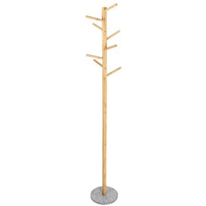 Cuier tip pom din bambus cu baza de granit, 8 agatatoare, 182cm, natur