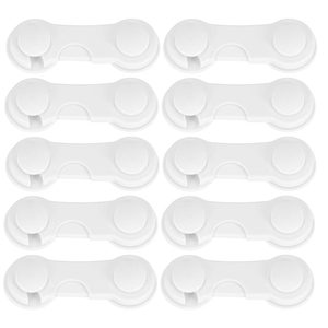 Set 10 sigurante blocator sertare si usi, plastic rezistent, fixe, 9.5 cm, alb