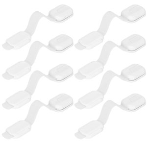 Set 8 sigurante blocator sertare si usi, plastic si silicon, ajustabile, 19 cm, alb
