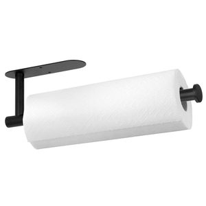 Suport hartie igienica din otel, prindere fara gaurire, 33.5cm, negru