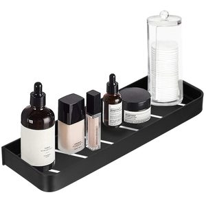 Raft de baie cu 2 sisteme instalare pe perete, aluminiu, 40x12x4cm, negru