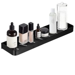 Raft de baie cu 2 sisteme instalare pe perete, aluminiu, 50x12x4cm, negru