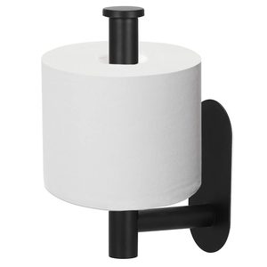 Suport hartie igienica din otel, prindere fara gaurire, 16cm, negru
