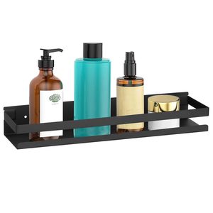 Raft de baie cu 2 sisteme instalare pe perete, aluminiu, 40x10x6cm, negru