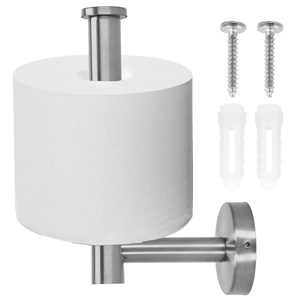 Suport hartie igienica din otel, sistem montare inclus, 16cm, argintiu lucios