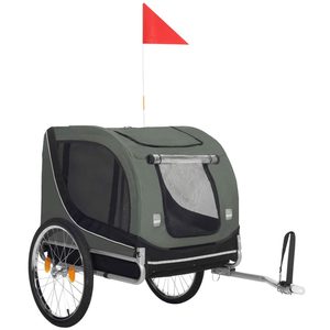 Remorca bicicleta pentru transport animale, cu acoperis impermeabil, maxim 40 kg, verde si negru