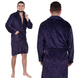 Halat de baie pentru barbati pana la genunchi, marimea L/XL, mov