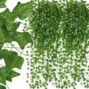 Set 6 ghirlande iedera artificiala pentru decorare, 6x208cm, frunze mici, verde