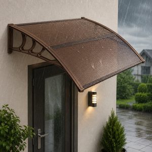 Copertina protectie usa si fereastra, policarbonat cu protectie UV, 150 x 80 cm, maro transparent
