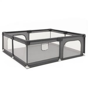 Tarc de joaca pliabil pentru copii, cu intrare cu fermoar, 180x150x66 cm, gri